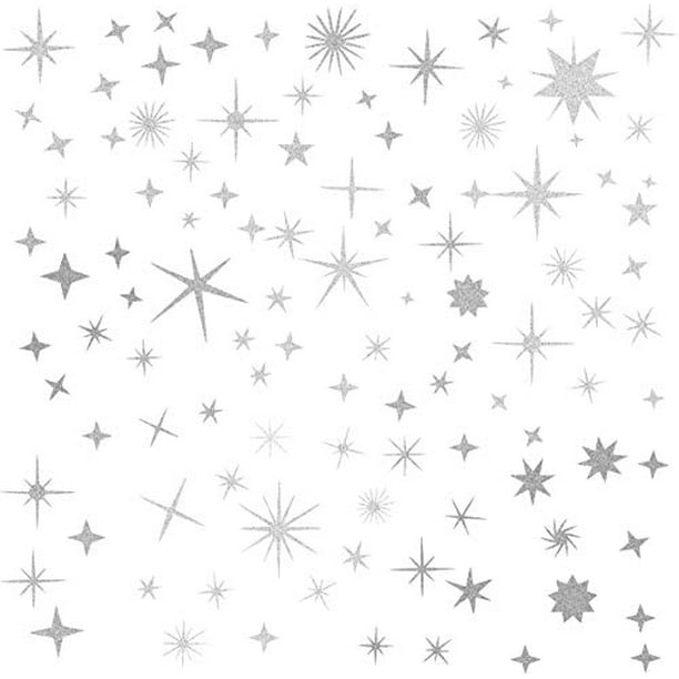 Vinyl Kids Wall Art black and white room White Stars Children Wall Decal Patterned Stars Wall Stickers